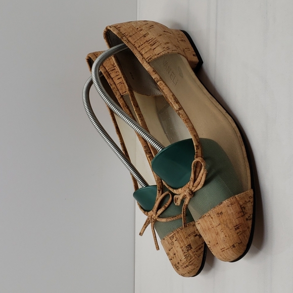 Vintage Rare Vaneli Cork & Mesh Bow Accent Ballet Flats Size 9.5 M - Picture 6 of 16